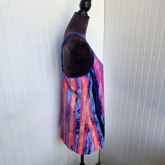 Candie's Tank Top Sleeveless Multicolor Floral Print Lightweight Assymetric Sz M - Picture 3 of 9